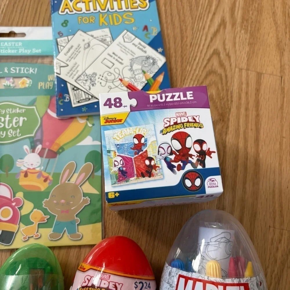 Boys Easter Basket Filler Lot Marvel Activity Set Puzzle Surprise Stamper Egg